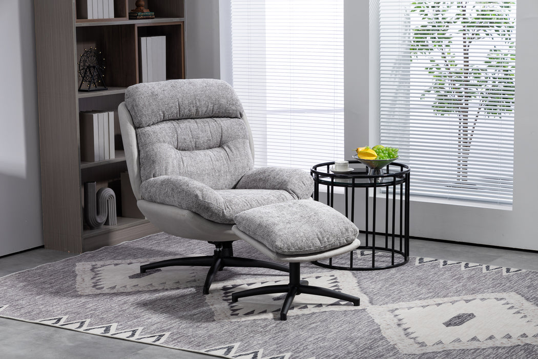 Copal Fabric Accent Chair with Stool