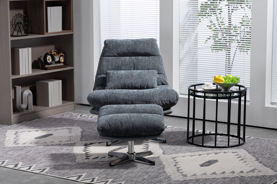 Polar Fabric Accent Chair with Stool