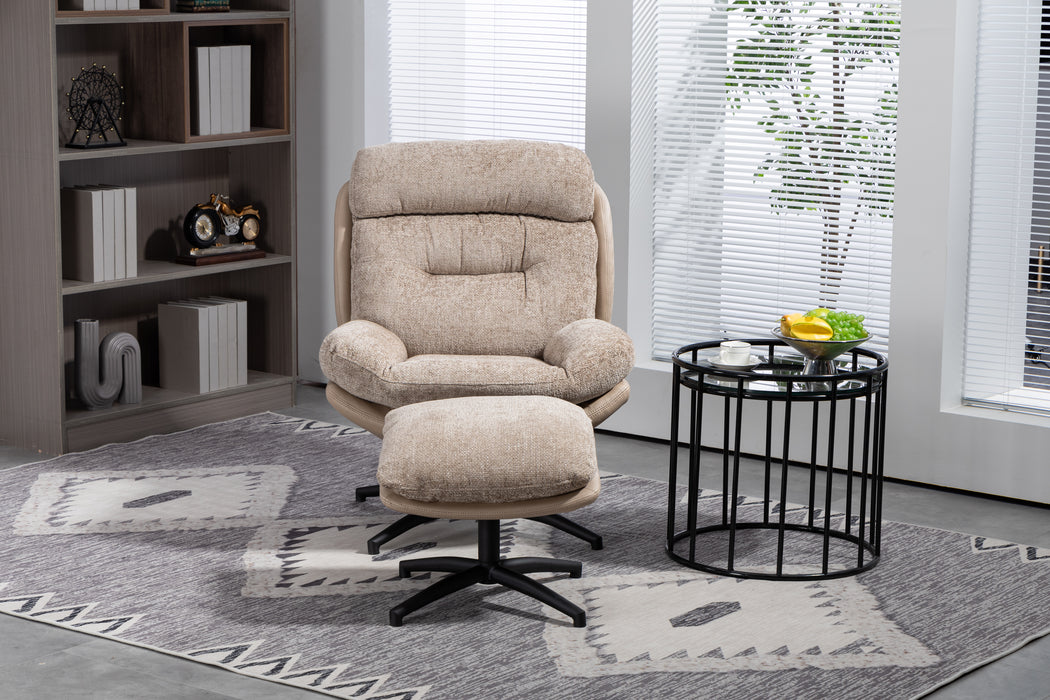 Copal Fabric Accent Chair with Stool