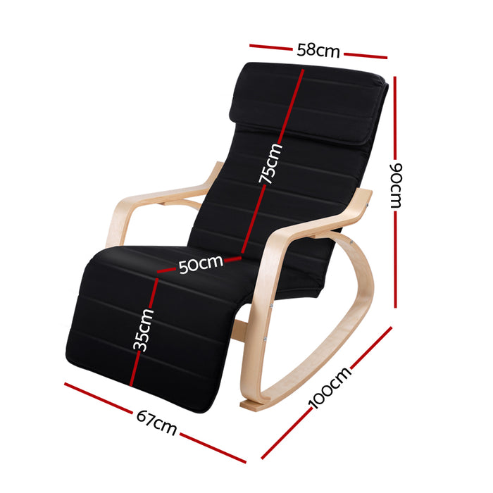 Afton Rocking Armchair Footrest Nursing Black