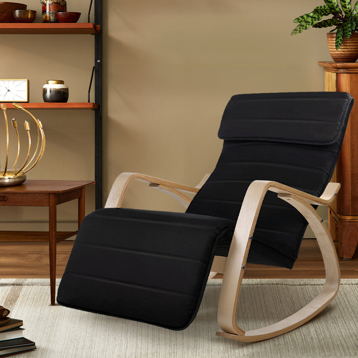 Afton Rocking Armchair Footrest Nursing Black