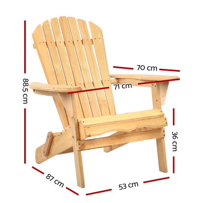 Adirondack Outdoor Chairs Wooden Beach Chair Patio Furniture Garden Natural