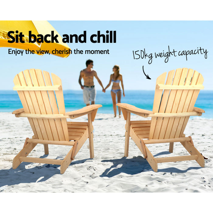 Adirondack Outdoor Chairs Wooden Beach Chair Patio Furniture Garden Natural