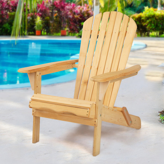 Adirondack Outdoor Chairs Wooden Beach Chair Patio Furniture Garden Natural