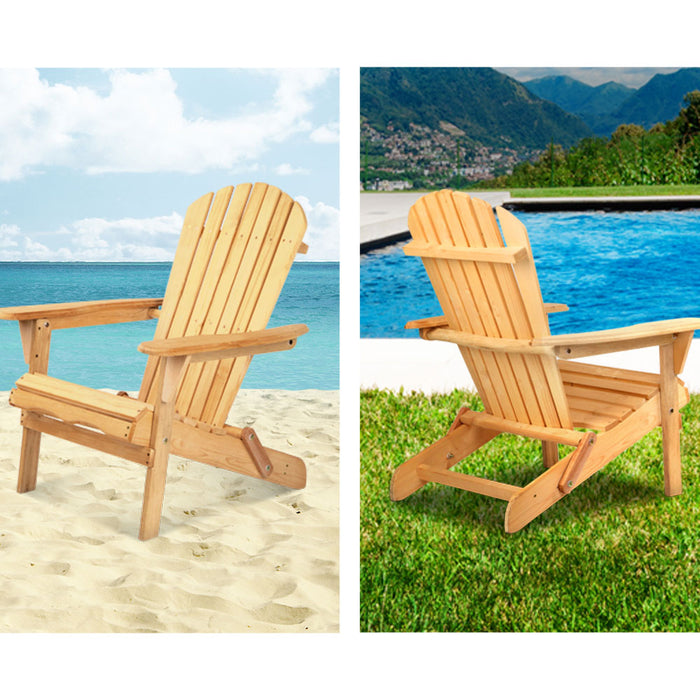 Adirondack Outdoor Chairs Wooden Beach Chair Patio Furniture Garden Natural