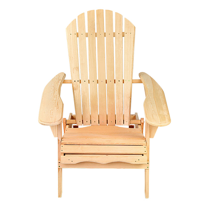 Adirondack Outdoor Chairs Wooden Beach Chair Patio Furniture Garden Natural Set of 2