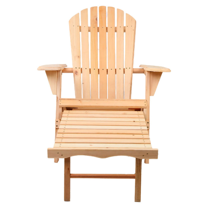 Adirondack Outdoor Chairs Wooden Sun Lounge Patio Furniture Garden Natural