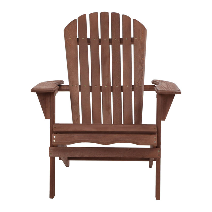 Adirondack Outdoor Chairs Wooden Foldable Beach Chair Patio Furniture Brown