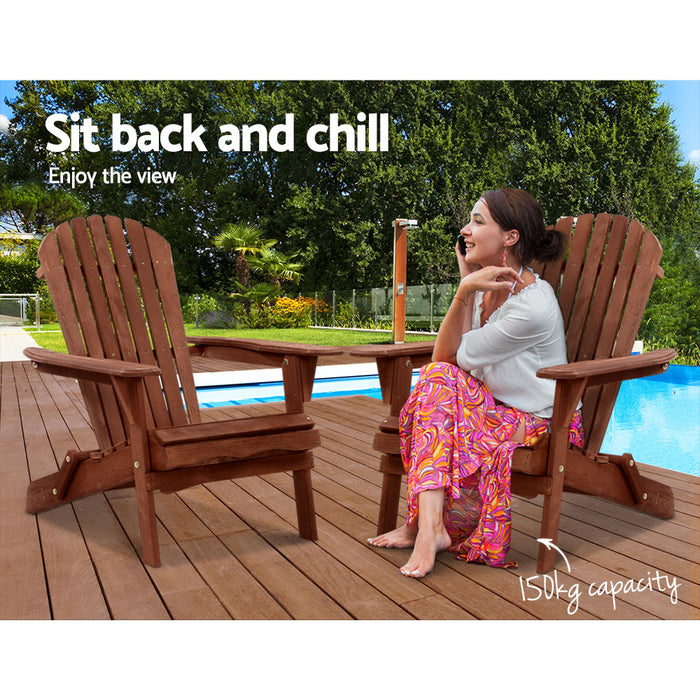 Adirondack Outdoor Chairs Wooden Foldable Beach Chair Patio Furniture Brown