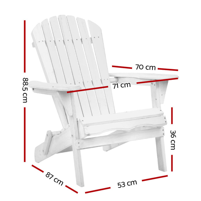 Adirondack Outdoor Chairs Wooden Foldable Beach Chair Patio Furniture White