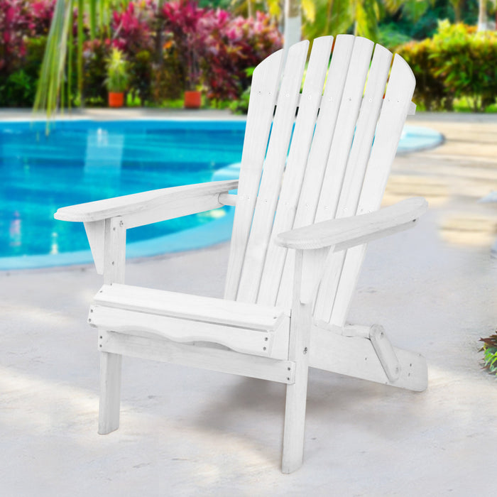 Adirondack Outdoor Chairs Wooden Foldable Beach Chair Patio Furniture White