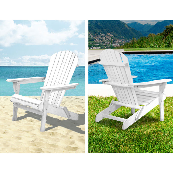 Adirondack Outdoor Chairs Wooden Foldable Beach Chair Patio Furniture White