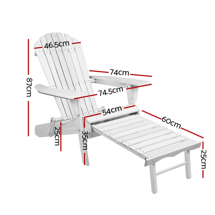 2PC Adirondack Outdoor Chairs Wood Foldable Sun Lounge Patio Furniture