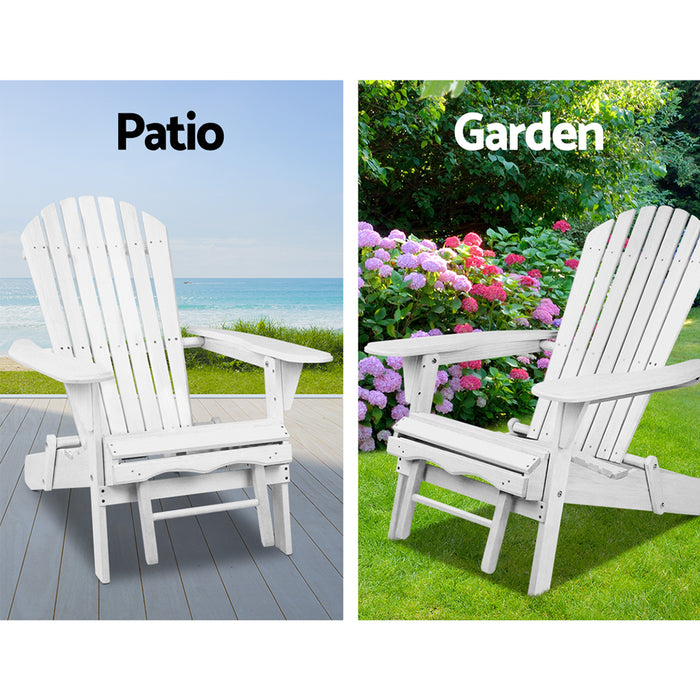 2PC Adirondack Outdoor Chairs Wood Foldable Sun Lounge Patio Furniture