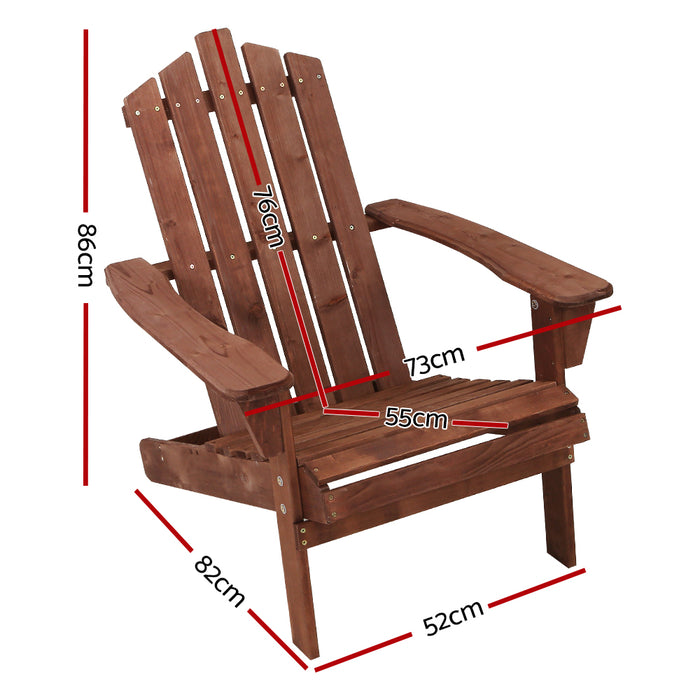 Adirondack Outdoor Chairs Wooden Beach Chair Patio Furniture Garden Brown