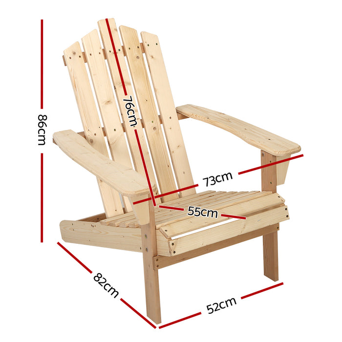 Adirondack Outdoor Chairs Wooden Beach Chair Patio Furniture Garden Natural