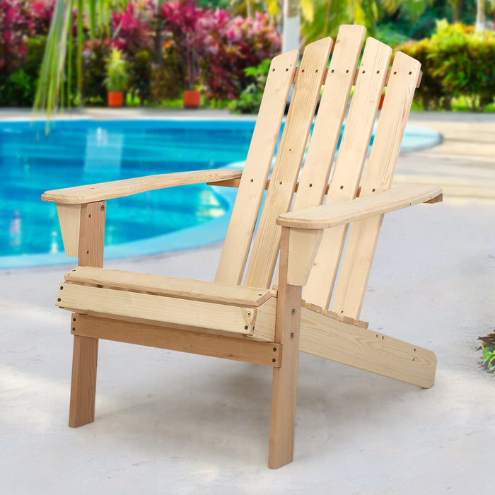 Adirondack Outdoor Chairs Wooden Beach Chair Patio Furniture Garden Natural