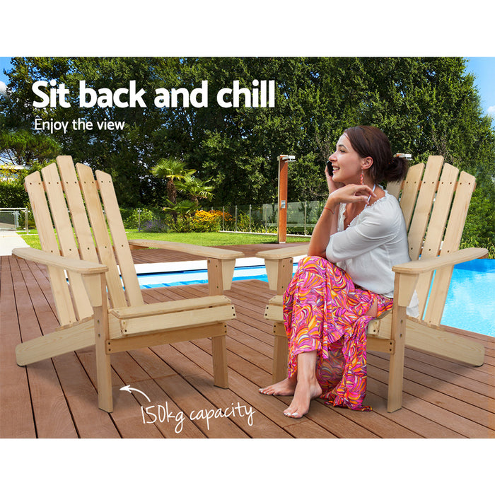 Adirondack Outdoor Chairs Wooden Beach Chair Patio Furniture Garden Natural