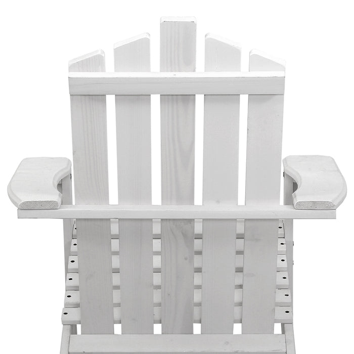 3PC Adirondack Outdoor Table and Chairs Wooden Beach Chair White