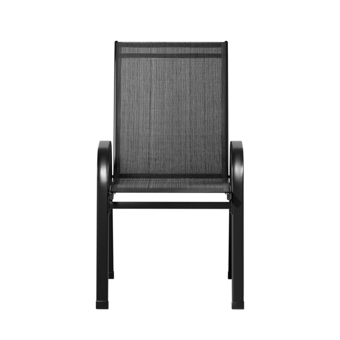 4PC Outdoor Dining Chairs Stackable Lounge Chair Patio Furniture Black