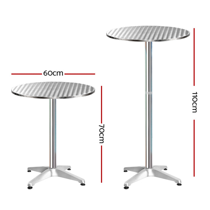 Set of 2 Outdoor Bar Table Aluminium Round 70/110CM