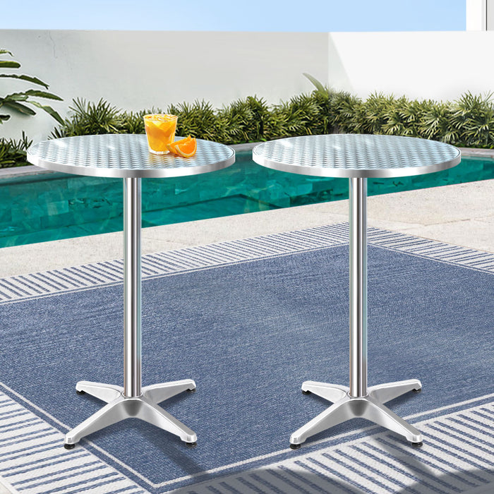 Set of 2 Outdoor Bar Table Aluminium Round 70/110CM