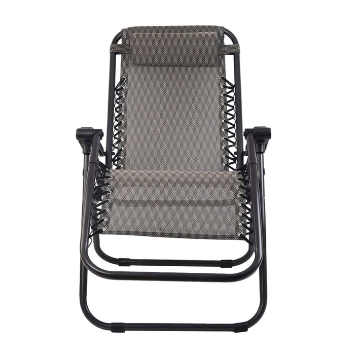 2PC Zero Gravity Chair Folding Outdoor Recliner Adjustable Sun Lounge Camping Grey