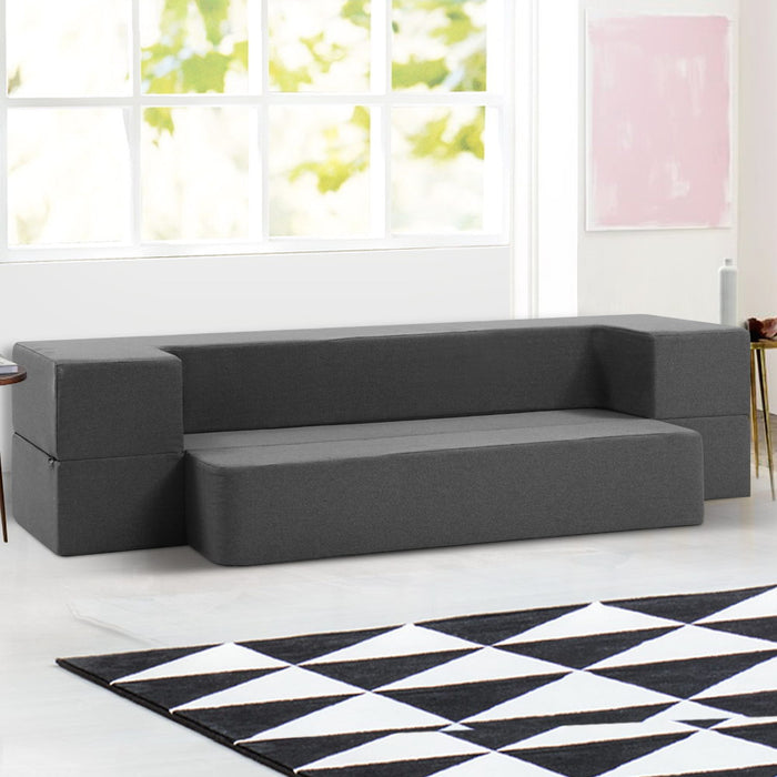 Foldable Mattress Folding Foam Sofa Bed Chair Grey