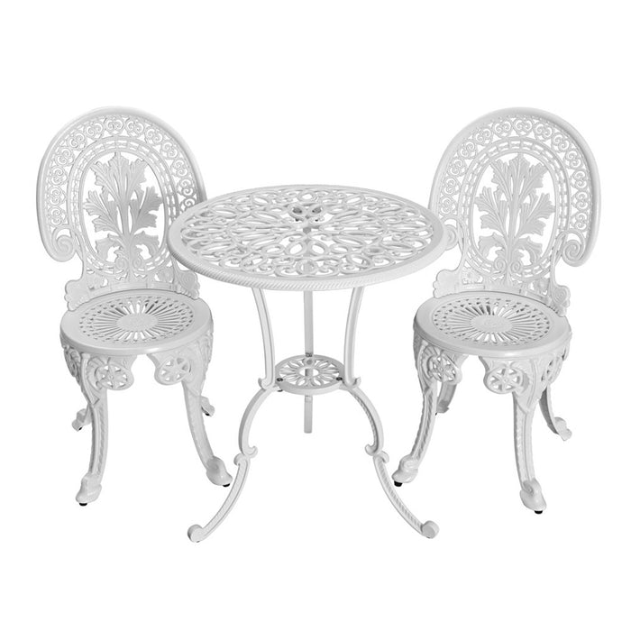 3PC Patio Furniture Outdoor Bistro Set Dining Chairs Aluminium White