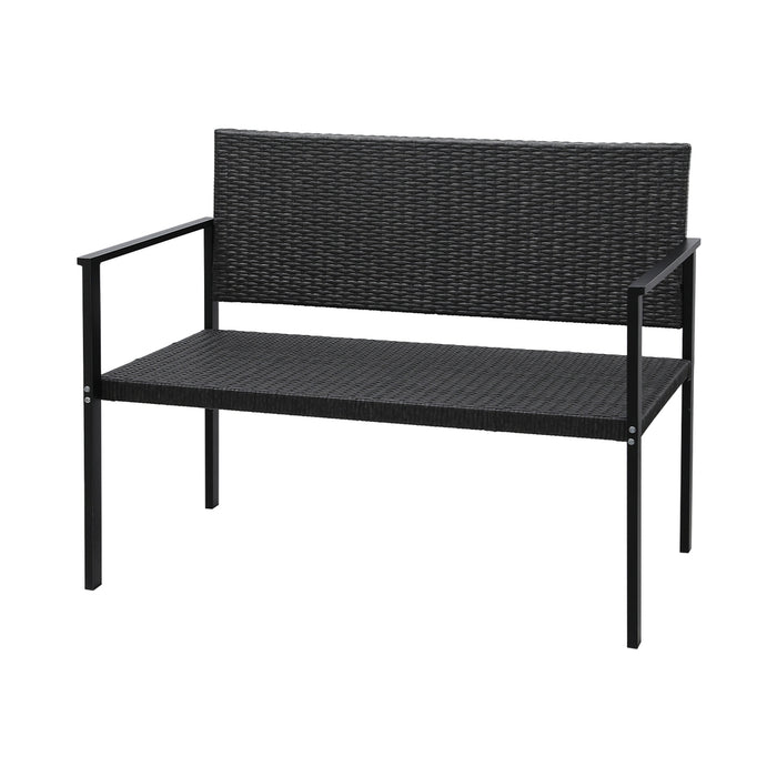 Outdoor Garden Bench Seat Rattan Chair Steel Patio Furniture Park Grey