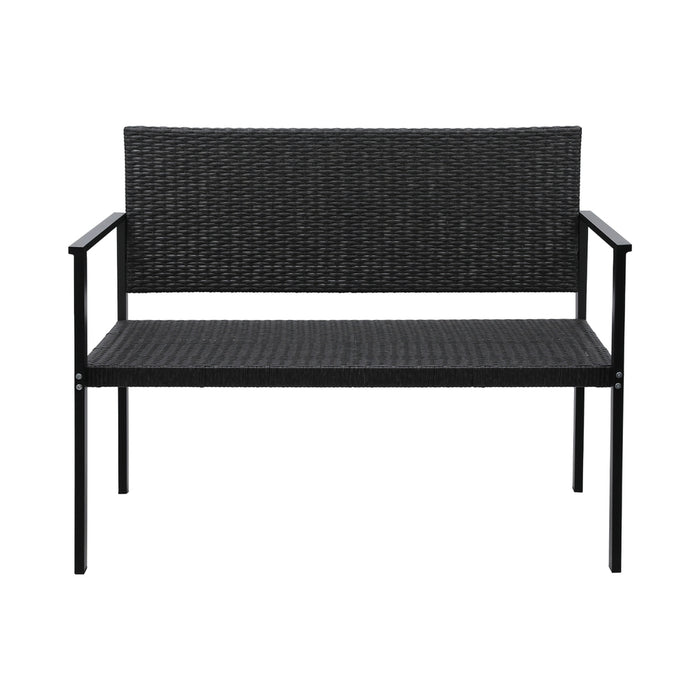 Outdoor Garden Bench Seat Rattan Chair Steel Patio Furniture Park Grey