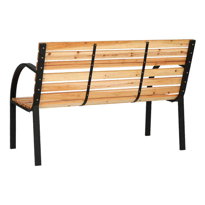 Outdoor Garden Bench Seat 120cm Wooden Steel 2 Seater Patio Furniture Natural