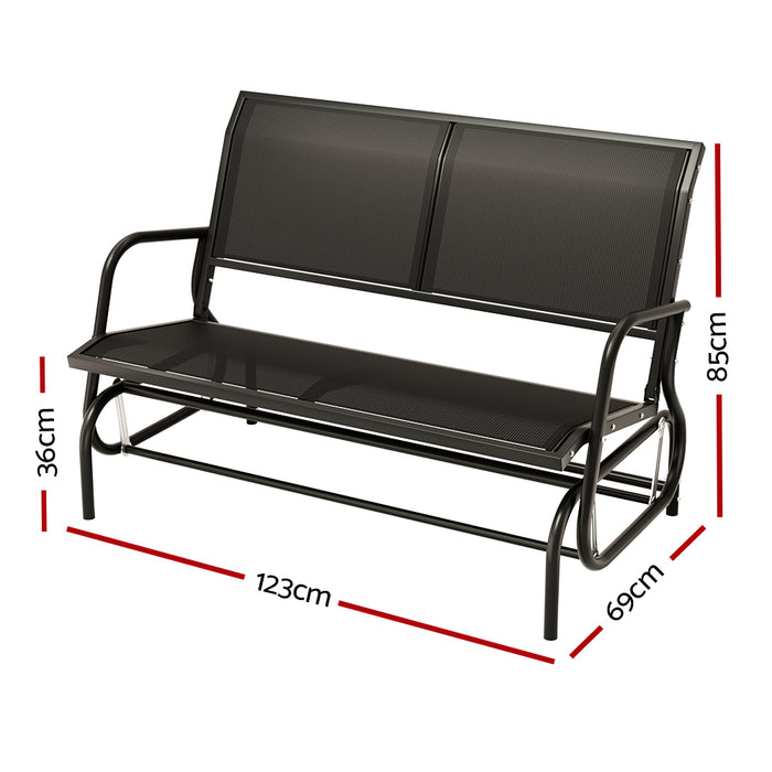 Outdoor Garden Bench Seat Swing Glider Rocking 2 Seater Patio Furniture Black