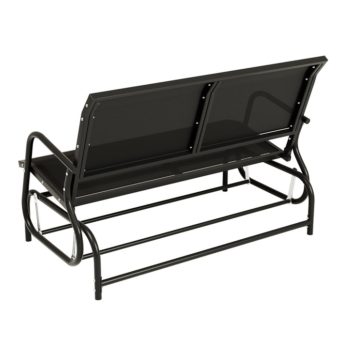 Outdoor Garden Bench Seat Swing Glider Rocking 2 Seater Patio Furniture Black