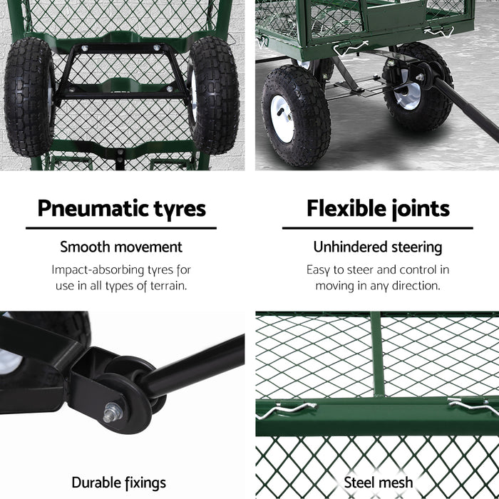 Mesh Garden Steel Cart - Green