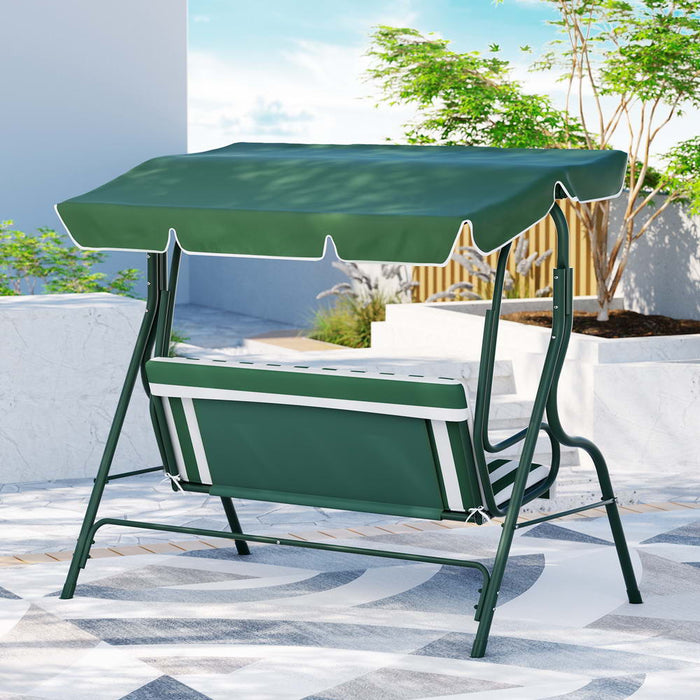 Outdoor Swing Chair Garden Bench Furniture Canopy 3 Seater White Green