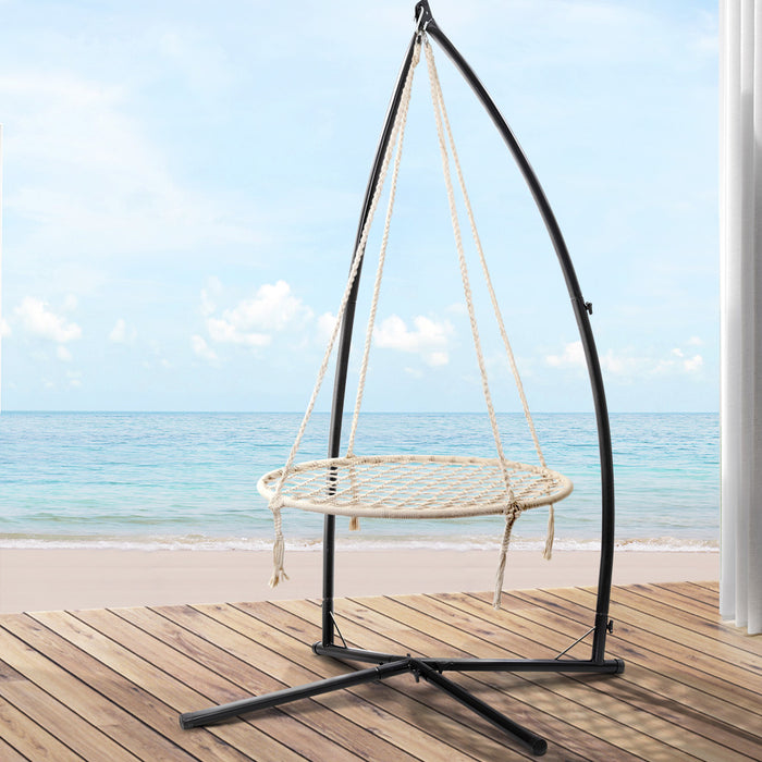 Hammock Chair Nest Web Outdoor Swing with Steel Stand 100cm