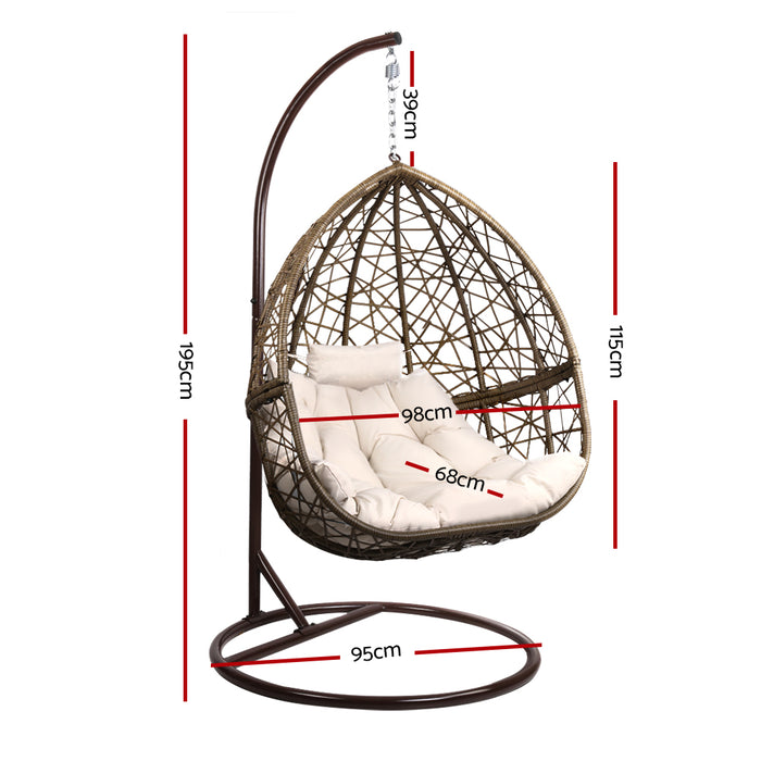 Outdoor Egg Swing Chair Wicker Rattan Furniture Pod Stand Cushion Latte