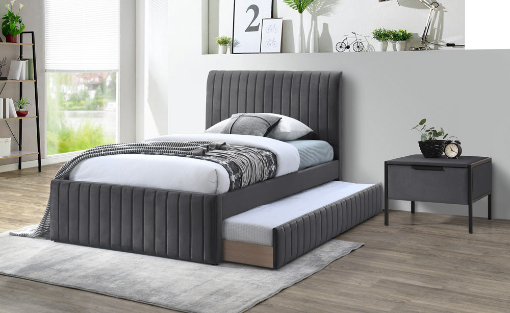 Lloyd Fabric Bed with Single Trundle