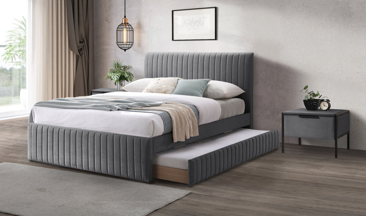 Lloyd Fabric Bed with Single Trundle Furniture Bazaar