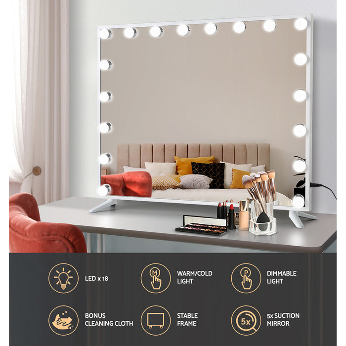 Makeup Mirror Hollywood 80x65cm 18 LED with Light Vanity Dimmable Wall