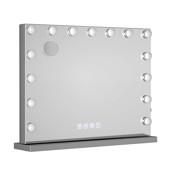 Bluetooth Makeup Mirror 58X46cm Hollywood with Light Dimmable 15 LED