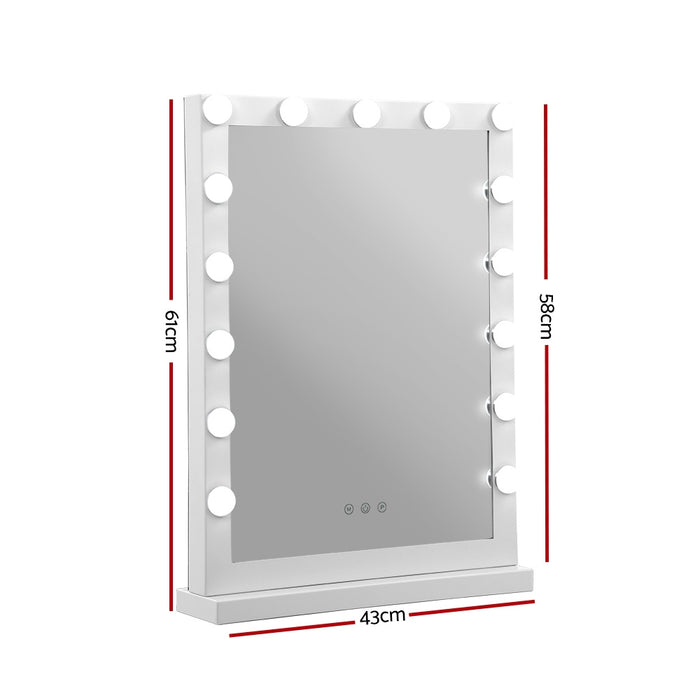 Makeup Mirror Hollywood with Light Frame Vanity Dimmable Wall 15 LED