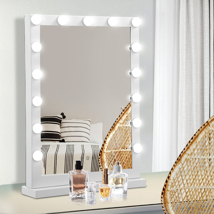 Makeup Mirror Hollywood with Light Frame Vanity Dimmable Wall 15 LED