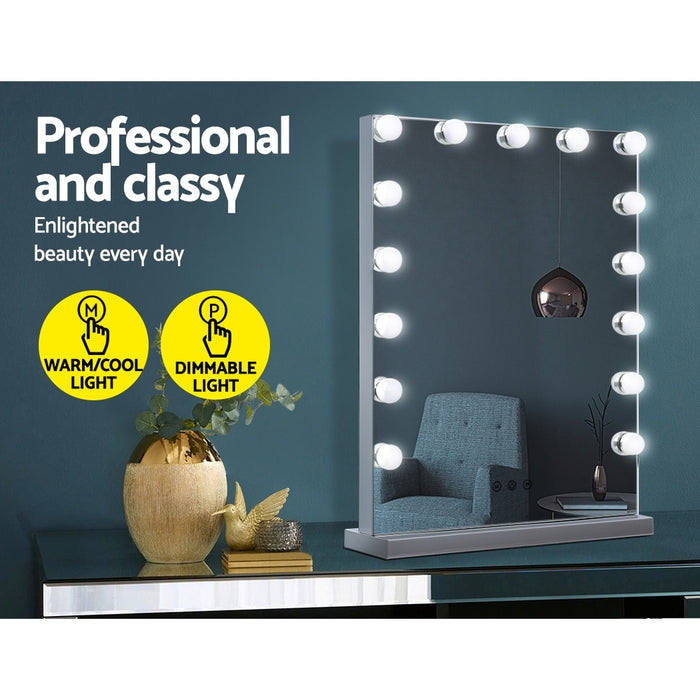 Makeup Mirror 43X61cm Hollywood with Light Vanity Dimmable Wall 15 LED