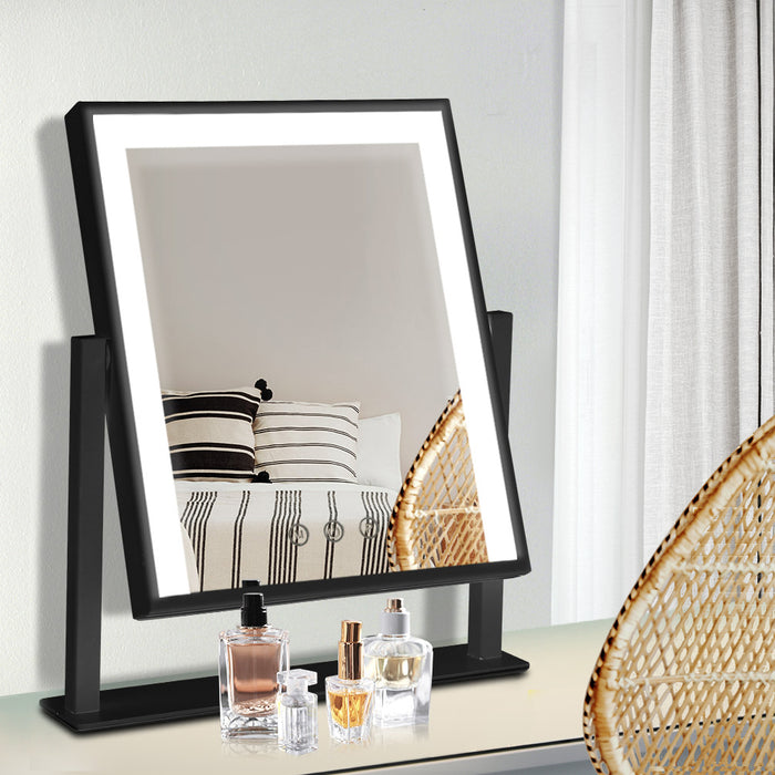 Makeup Mirror 25x30cm with Led light Lighted Standing Mirrors Black