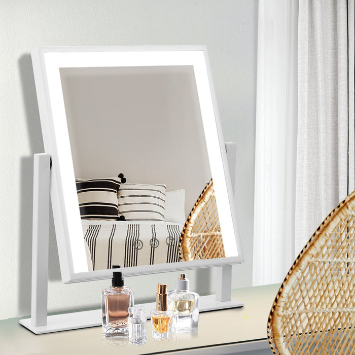 Makeup Mirror 25x30cm with Led light Lighted Standing Mirrors White