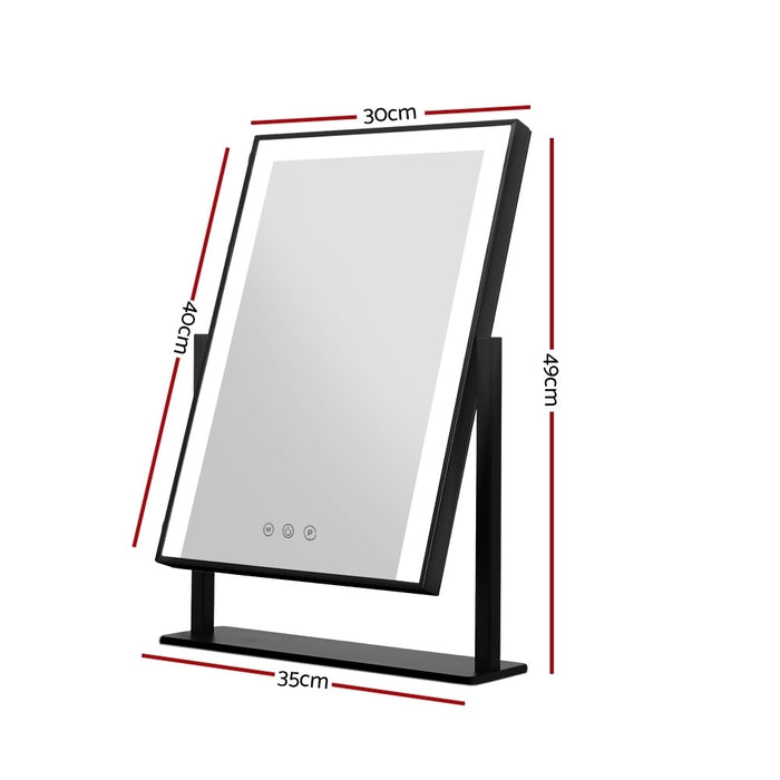 Makeup Mirror 30x40cm with Led light Lighted Standing Mirrors Black