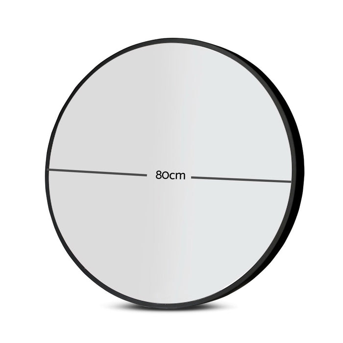 Wall Mirror Makeup 80cm Home Decor Framed Mirrors Bathroom Round Black