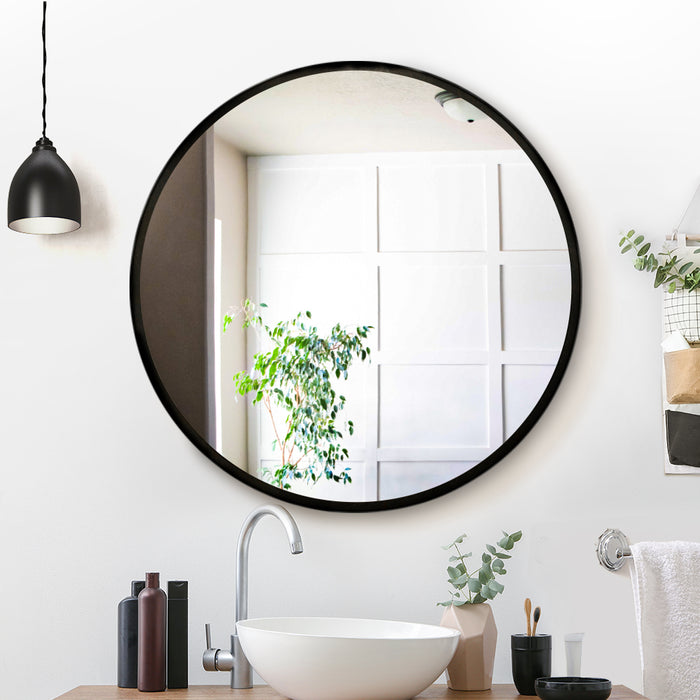 Wall Mirror Makeup 80cm Home Decor Framed Mirrors Bathroom Round Black